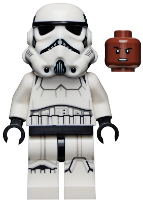 Imperial Stormtrooper - Male, Dual Molded Helmet with Light Bluish Gray Panels on Back, Reddish Brown Head, Grimace