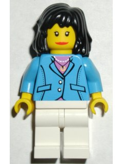 Medium Blue Jacket, White Legs, Black Mid-Length Female Hair