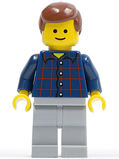 Plaid Button Shirt, Light Bluish Gray Legs, Reddish Brown Male Hair, Standard Grin