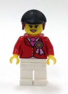 Red Riding Jacket with Award Ribbon, White Legs, Black Riding Helmet